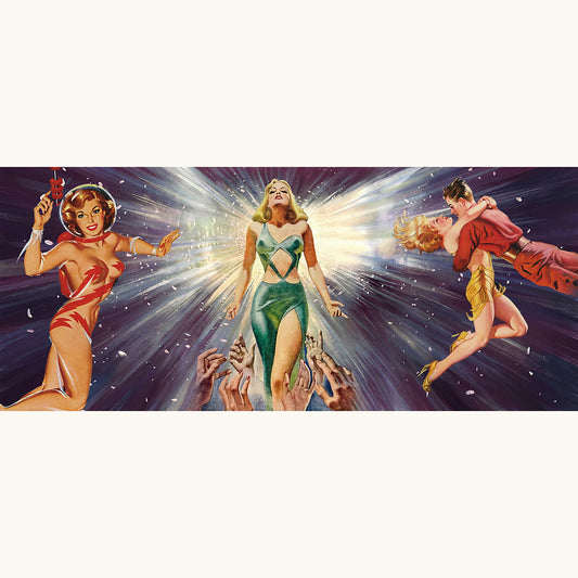 Retro Sci-Fi Pin-Up Space Fantasy Color Accent Mug – Mid-Century Atomic Art