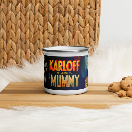 Vintage The Mummy Enamel Coffee Mug • Classic Horror Film Monster Camp Cup • Unisex Gift