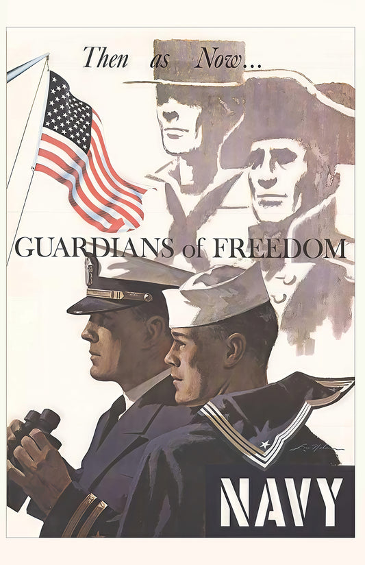 Guardians of Freedom Navy poster print, vintage military art, patriotic wall decor