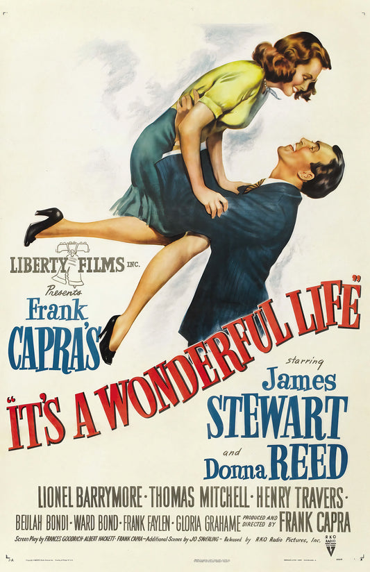 It’s a Wonderful Life Vintage Movie Poster • Classic 1946 Romantic Holiday Film Print • James Stewart & Donna Reed Wall Art