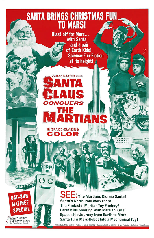 Santa Claus Conquers the Martians Poster • Retro Sci-Fi Christmas Movie Print • Vintage Holiday Wall Art