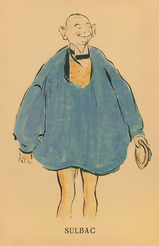 Sulbac poster print, vintage character sketch art, whimsical performer wall decor