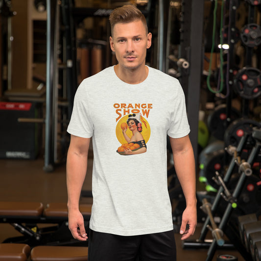 Vintage Orange Show Graphic Tee – Retro Fruit Festival Pin-Up Shirt