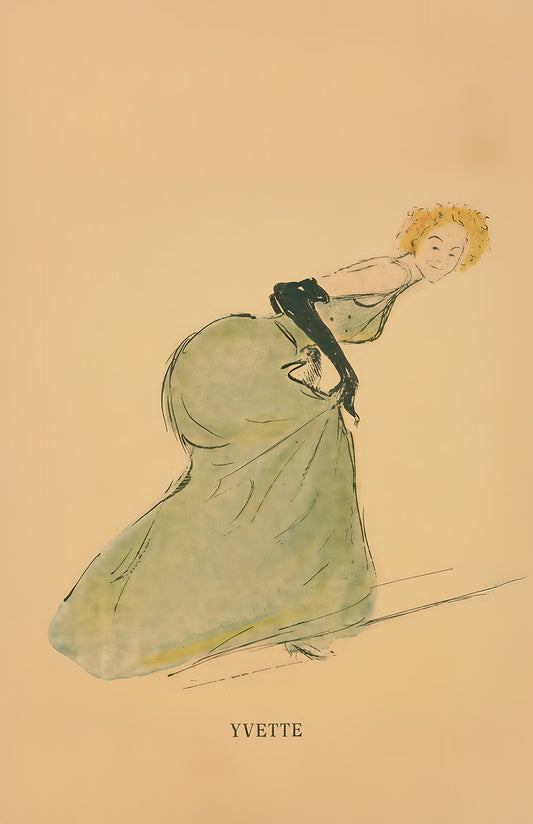 Yvette poster print, vintage cabaret sketch art, whimsical dancer wall decor