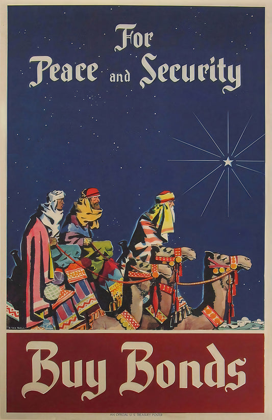 Three Wise Men poster print, vintage Buy Bonds art, patriotic wall decor