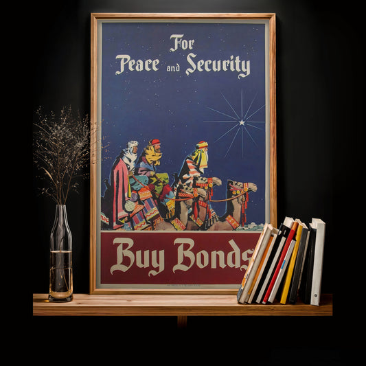 Three Wise Men poster print, vintage Buy Bonds art, patriotic wall decor