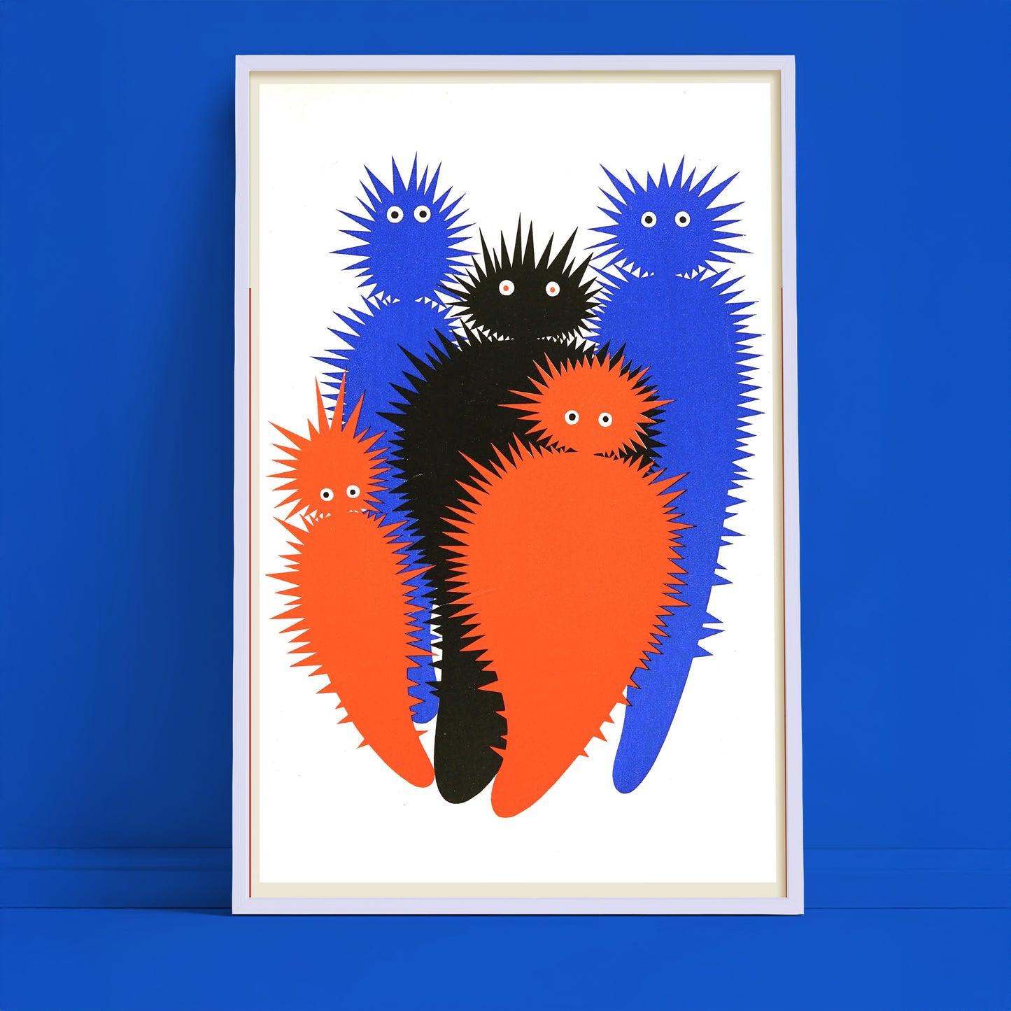 Mid-Century Modern Monsters Poster – Retro Spiky Creatures Print (11×17)
