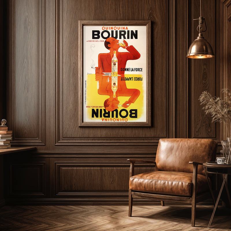 Quinquina Bourin Vintage French Poster – Bold Art Deco Aperitif Advertising Art