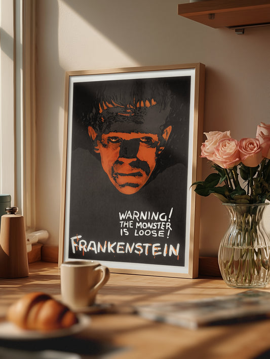 Vintage Frankenstein Movie Poster, Classic Horror Art Print