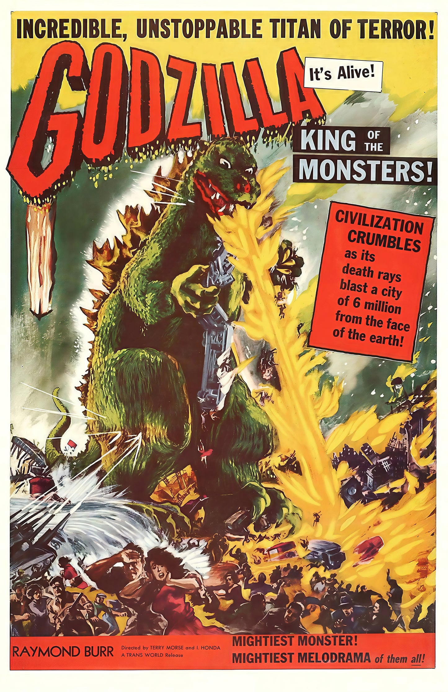 Godzilla King of the Monsters Poster • Vintage 1950s Sci-Fi Movie Print • Retro Kaiju Wall Art • Classic Monster Film Decor