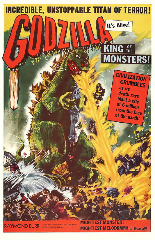 Godzilla King of the Monsters Poster • Vintage 1950s Sci-Fi Movie Print • Retro Kaiju Wall Art • Classic Monster Film Decor