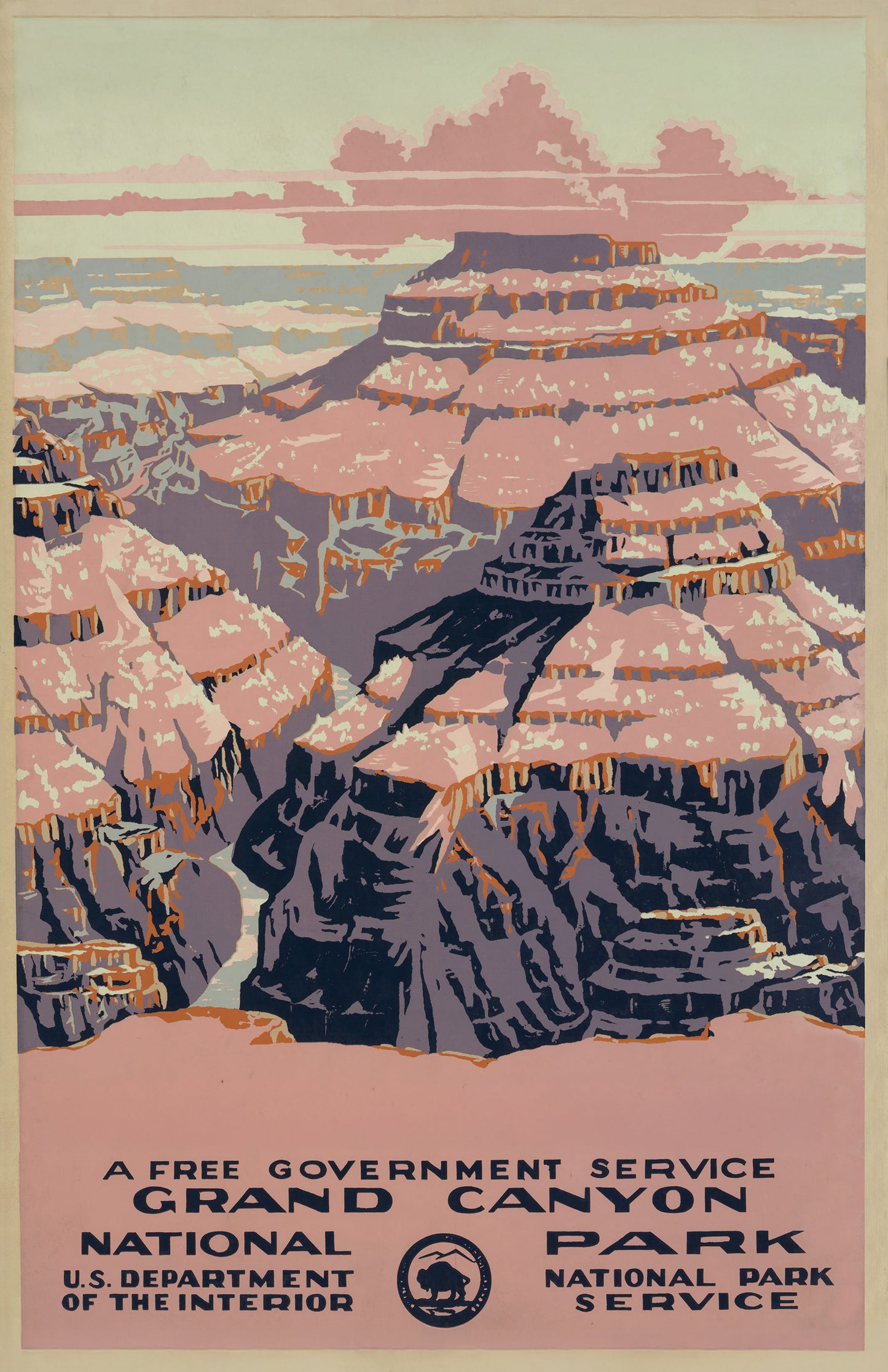 Grand Canyon WPA Poster • Vintage National Park Art Print • Retro Travel Illustration