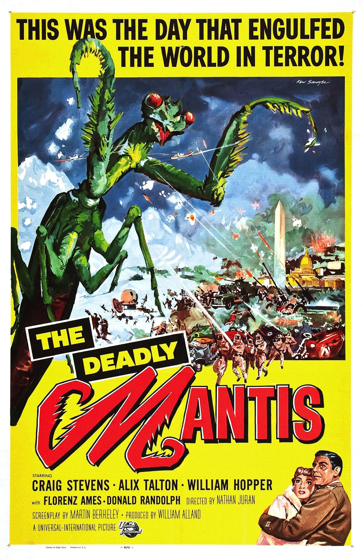 Vintage The Deadly Mantis Poster • Classic Creature Feature Film Art • Retro Horror Wall Decor