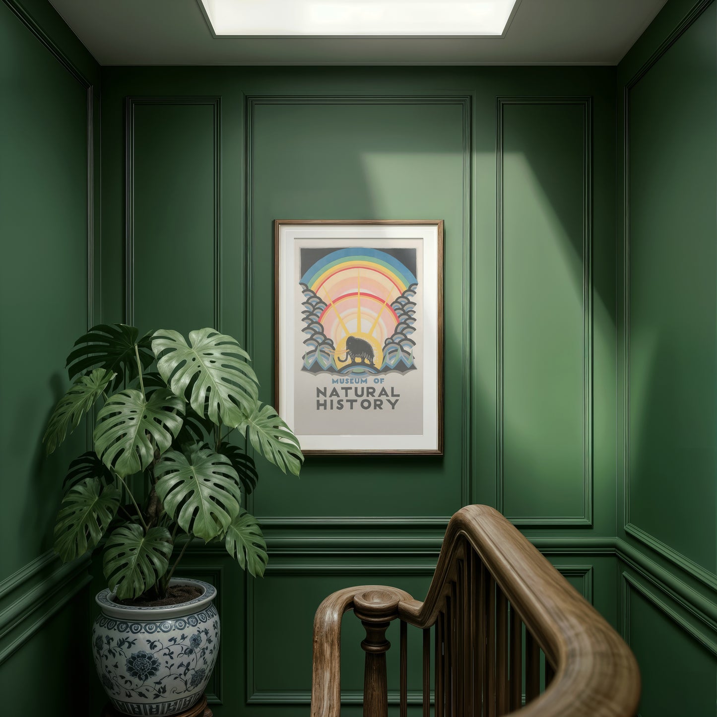 Museum of Natural History poster, rainbow elephant art, natural history art print, 11x17 decor