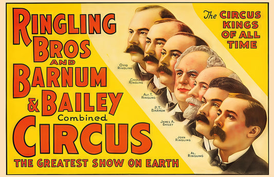 Ringling Bros circus poster print, vintage carnival art, Greatest Show on Earth decor, 17x11