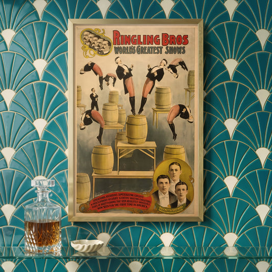 Ringling Bros circus poster print, vintage acrobat art, old carnival wall decor, 11x17
