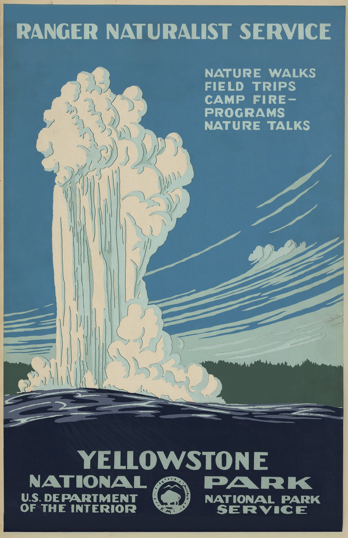 Yellowstone WPA Poster • Vintage Old Faithful Print • Retro National Park Artwork
