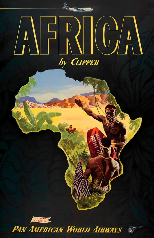 Africa by Clipper – Vintage Pan American World Airways Travel Poster Print