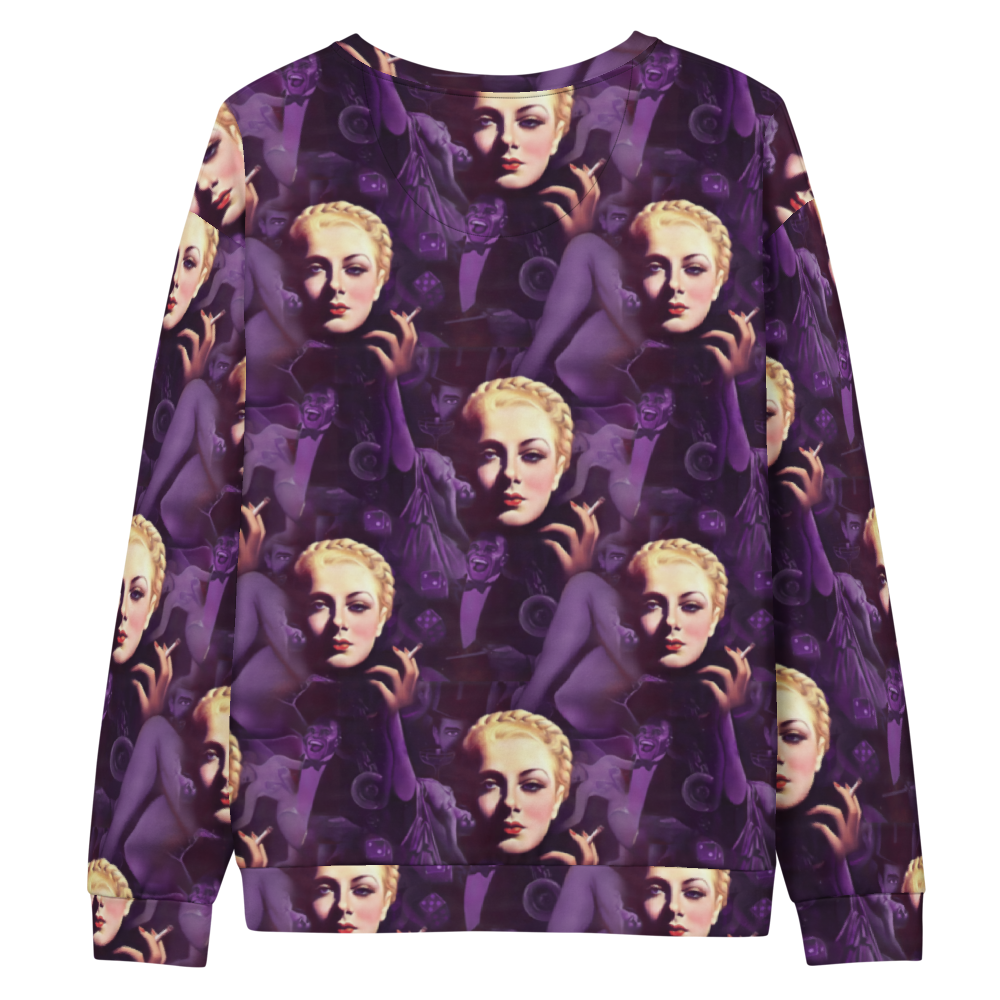 Midnight Muse Noir Sweatshirt – All-Over Print Vintage Glam Allure