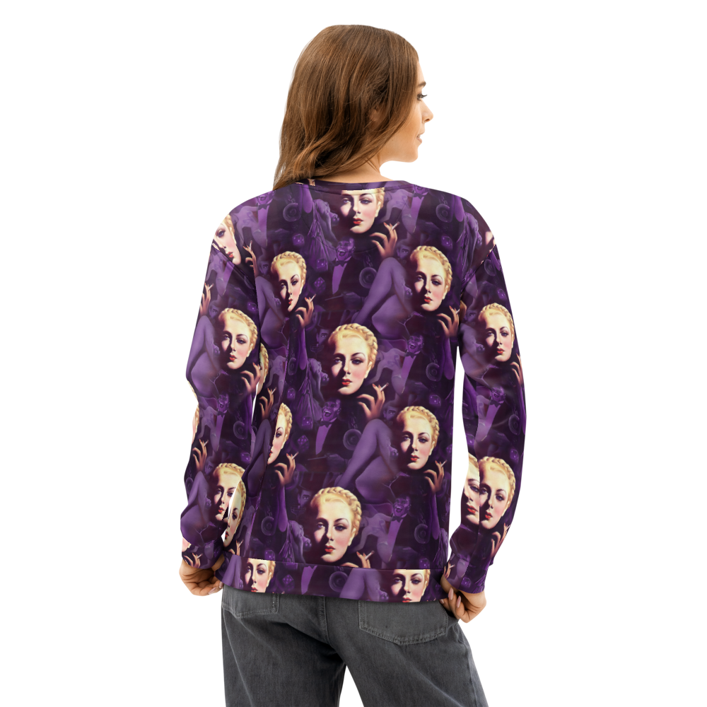Midnight Muse Noir Sweatshirt – All-Over Print Vintage Glam Allure