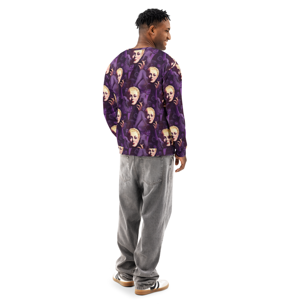 Midnight Muse Noir Sweatshirt – All-Over Print Vintage Glam Allure