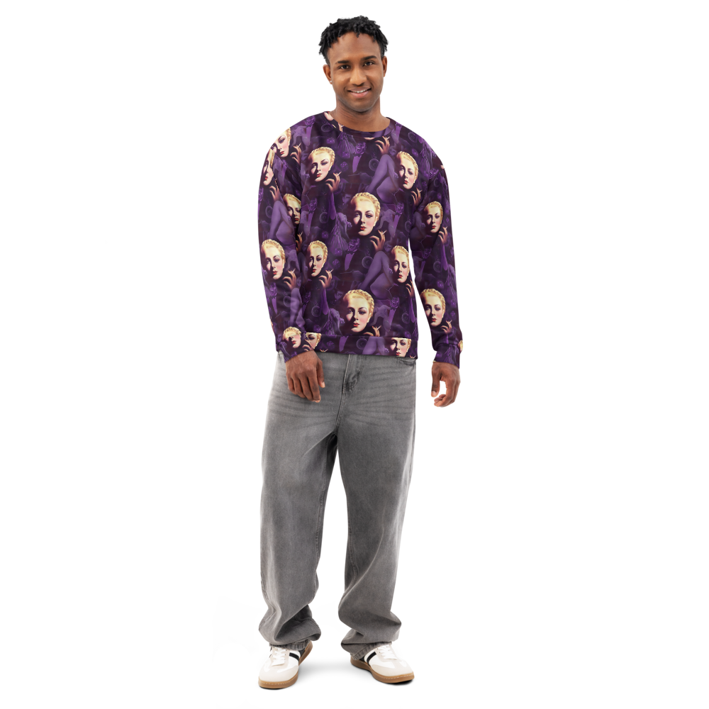 Midnight Muse Noir Sweatshirt – All-Over Print Vintage Glam Allure