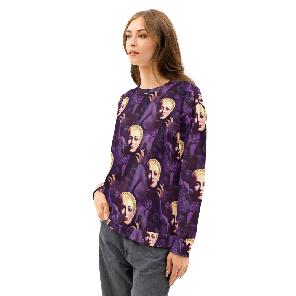 Midnight Muse Noir Sweatshirt – All-Over Print Vintage Glam Allure