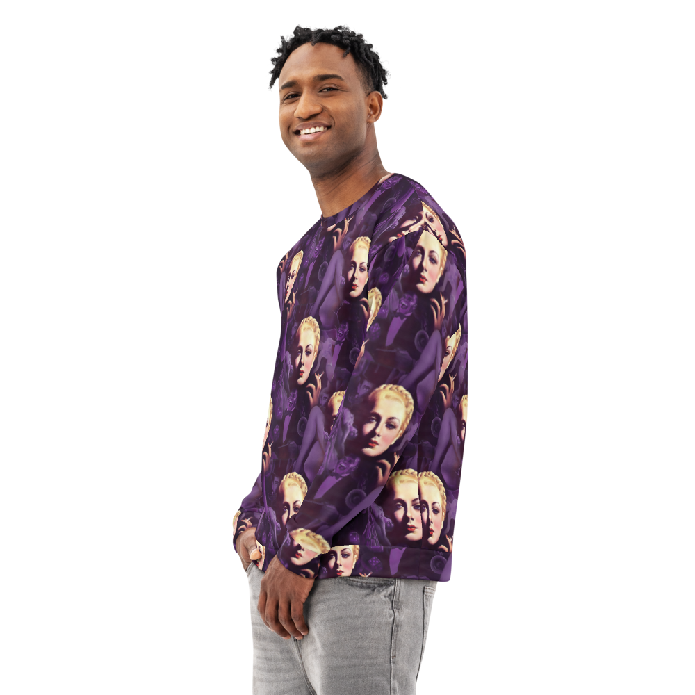 Midnight Muse Noir Sweatshirt – All-Over Print Vintage Glam Allure