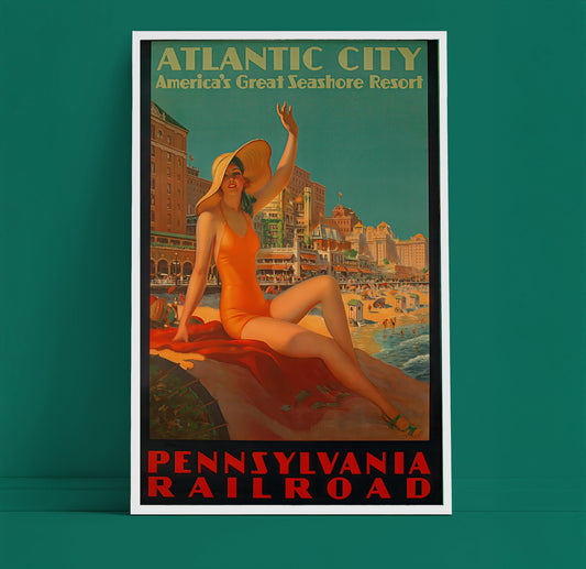 Atlantic City Vintage Travel Poster – Pennsylvania Railroad Seaside Resort Art Print
