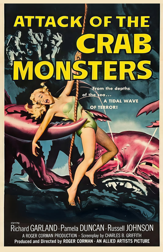 Attack of the Crab Monsters 1957 Vintage Horror Poster • Classic B-Movie Sci-Fi Print • Retro Sea Monster Wall Art