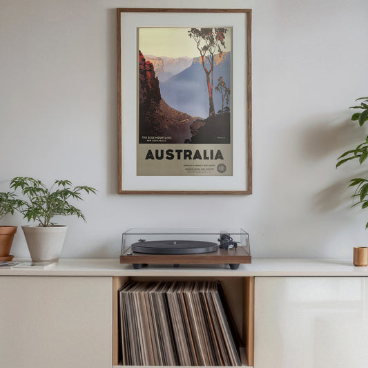 Australia Blue Mountains Vintage Travel Poster – New South Wales Scenic Art Print, Classic Tourism Wall Art