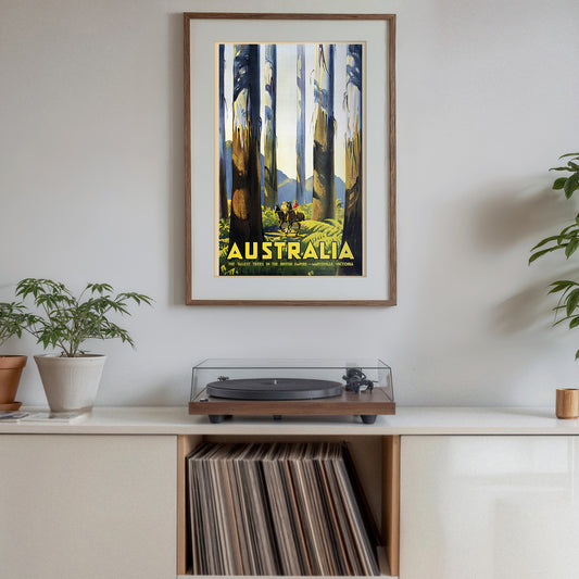 Australia Tallest Trees Vintage Travel Poster – Marysville Victoria Forest Art Print, Classic Australian Nature Wall Art