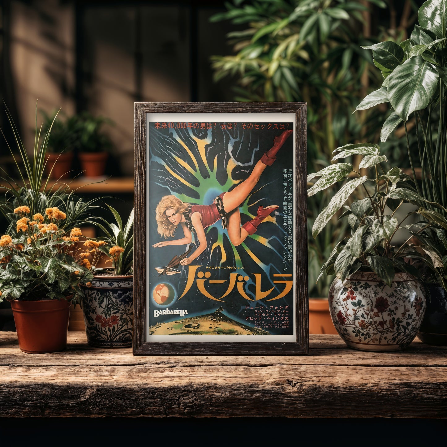 Japanese Barbarella Movie Poster – Vintage Sci-Fi Cult Film Art Print, Retro Space Pin-Up Wall Art