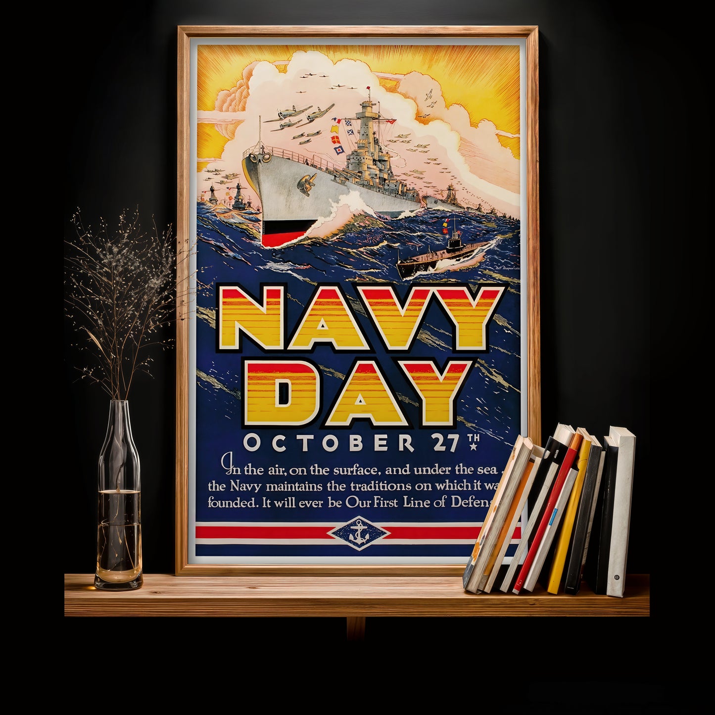 Navy Day October 27 Vintage Military Poster – U.S. Navy WWII Art Print (11×17)