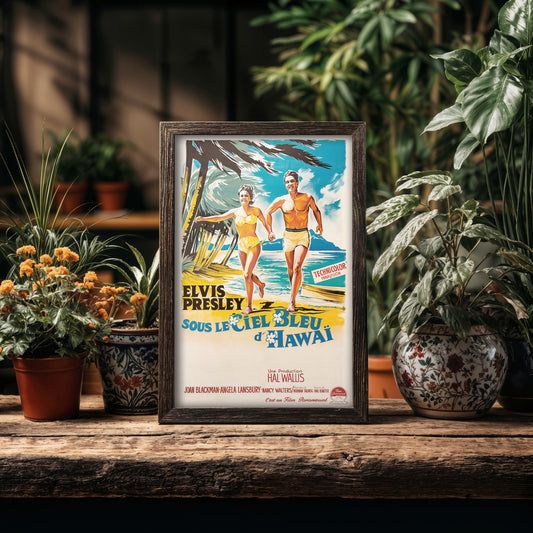 Elvis Presley – Sous le Ciel Bleu d’Hawaï (Blue Hawaii) Vintage French Movie Poster Print