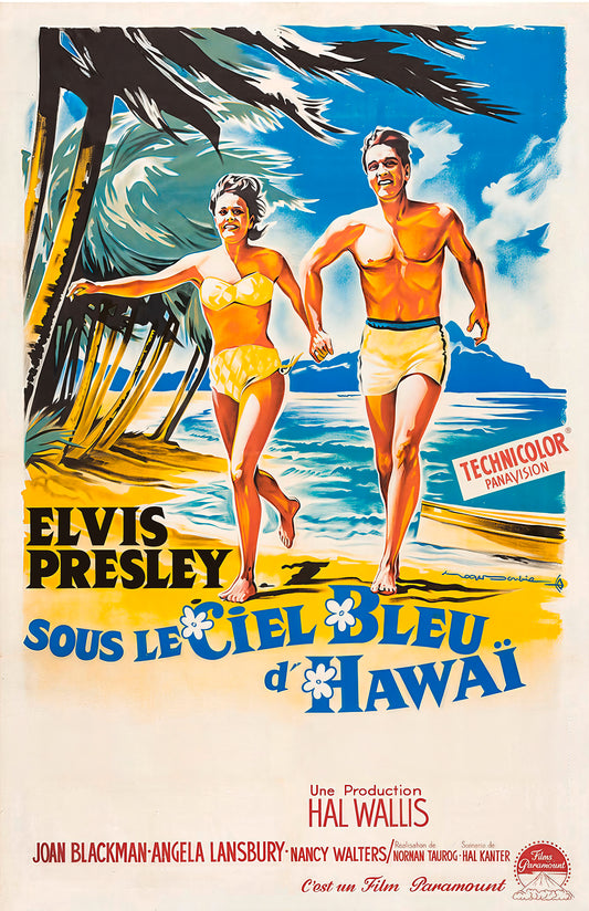 Elvis Presley – Sous le Ciel Bleu d’Hawaï (Blue Hawaii) Vintage French Movie Poster Print