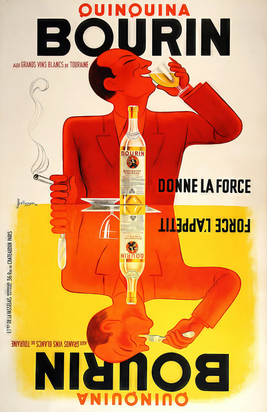 Quinquina Bourin Vintage French Poster – Bold Art Deco Aperitif Advertising Art