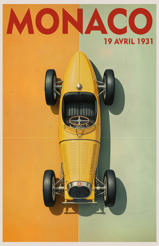 Monaco 1931 Grand Prix Poster – Vintage Racing Car Art Print, Art Deco Motorsport Wall Art