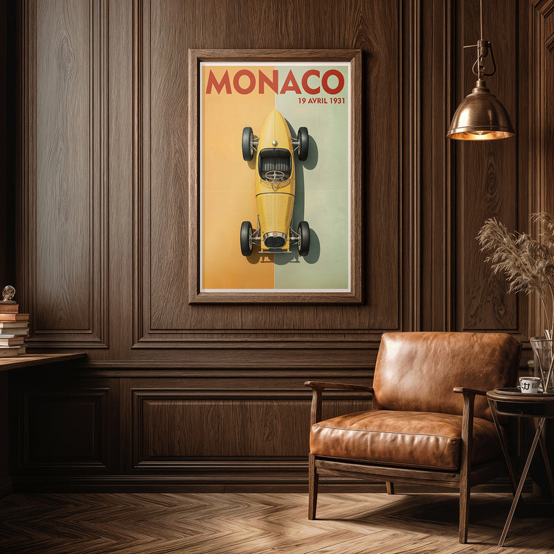 Monaco 1931 Grand Prix Poster – Vintage Racing Car Art Print, Art Deco Motorsport Wall Art