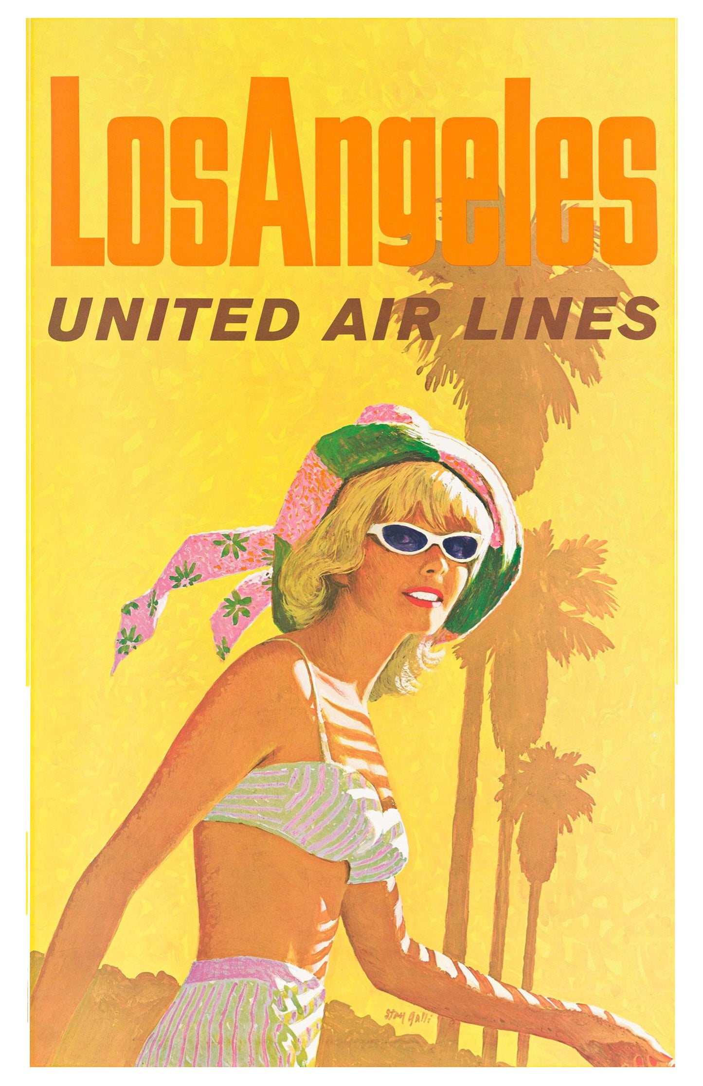 Los Angeles United Air Lines Poster – Vintage California Travel Art Print (Retro 11×17)