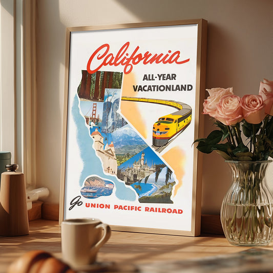 California All-Year Vacationland – Union Pacific Railroad Vintage Travel Poster