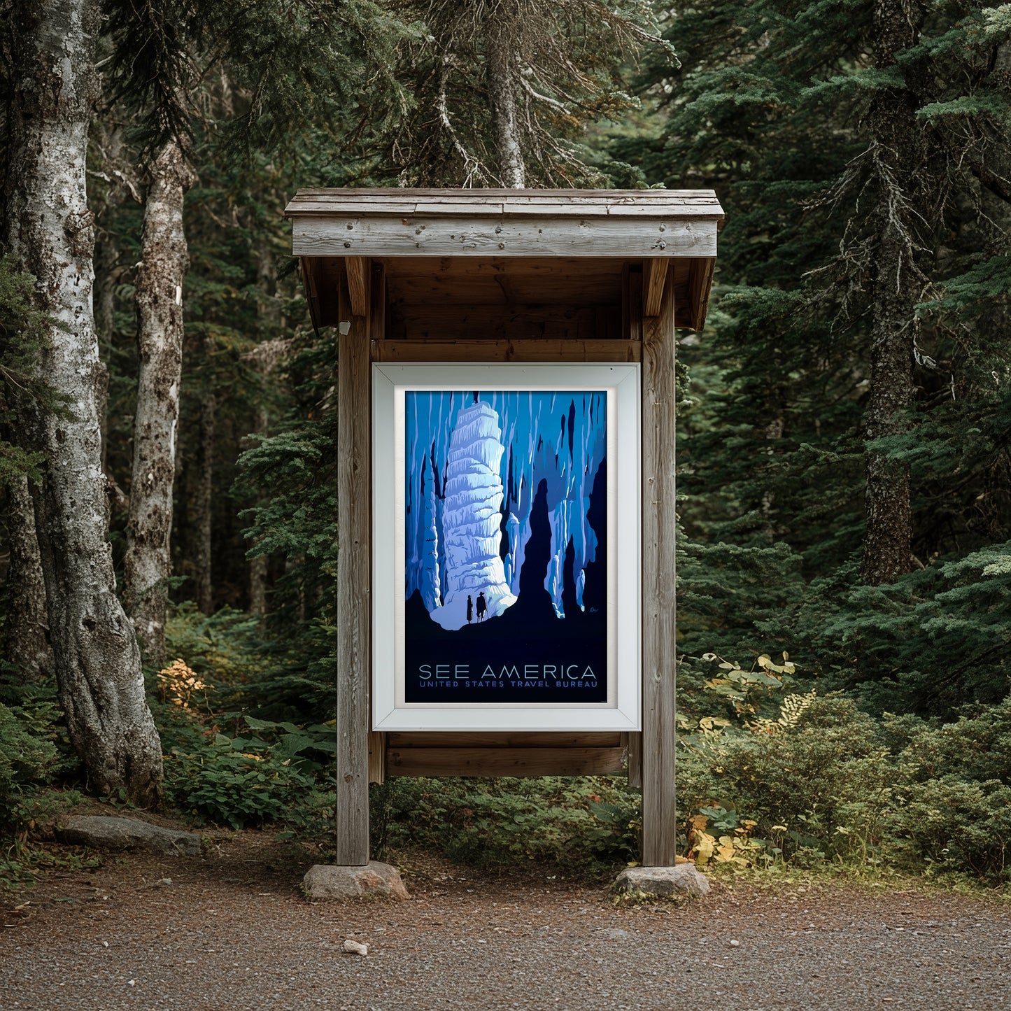 See America WPA Cave Poster • Vintage National Parks Travel Art • Retro WPA Print