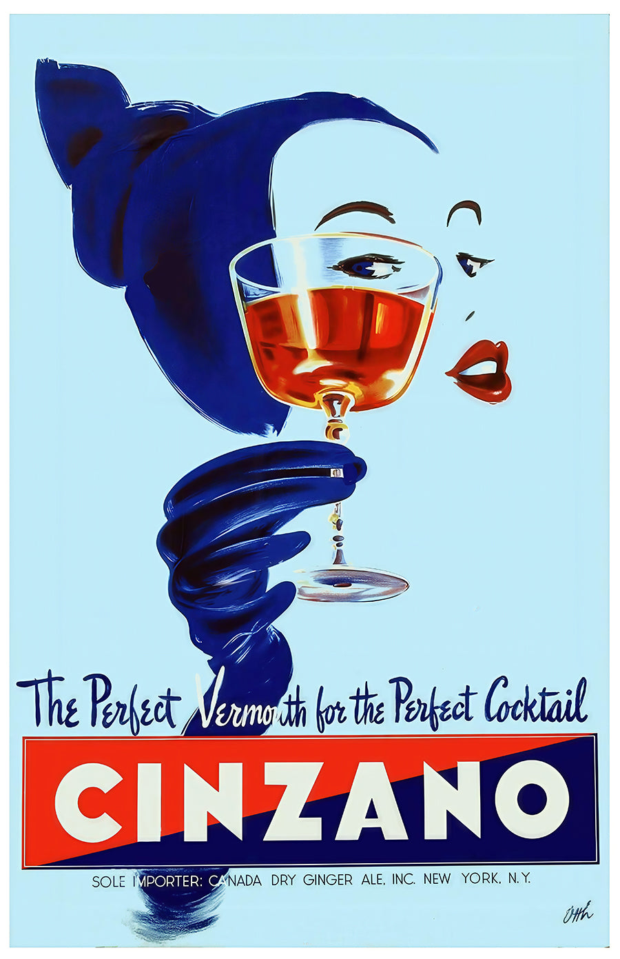 Cinzano Vintage Vermouth Poster – Elegant Mid-Century Cocktail Art Print
