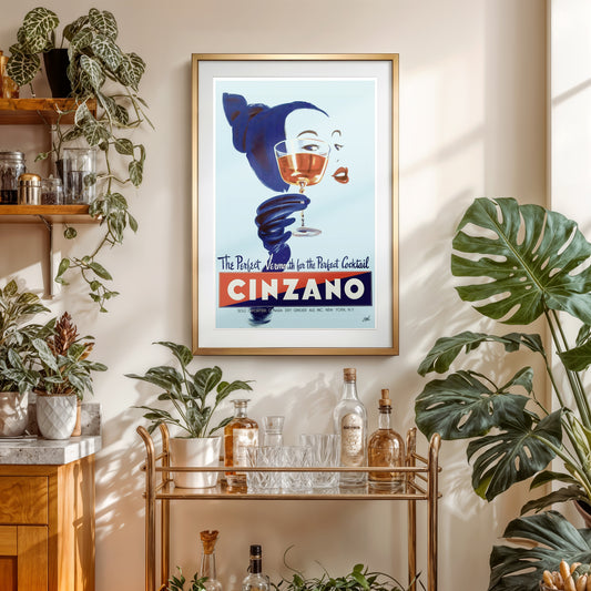 Cinzano Vintage Vermouth Poster – Elegant Mid-Century Cocktail Art Print