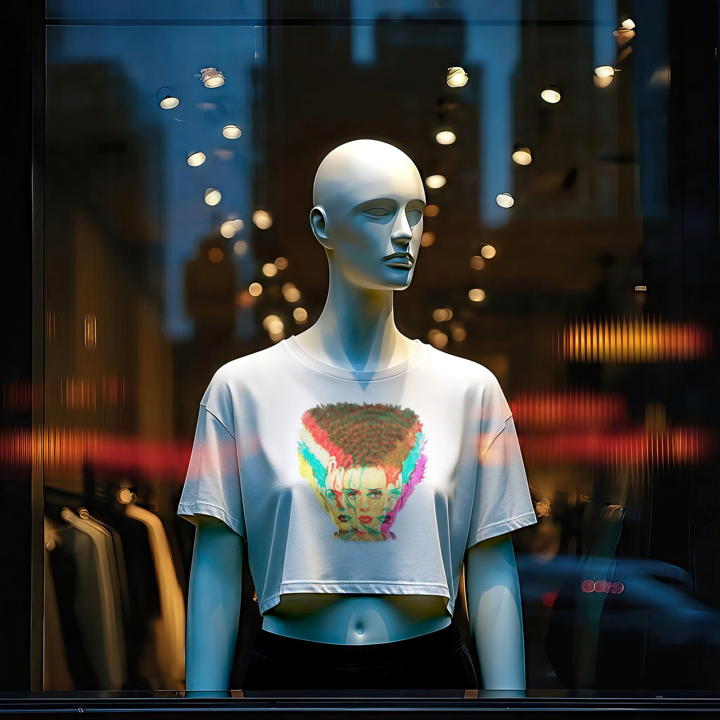 Bride of Frankenstein Crop Top • Vintage Horror Pop Art Shirt for Women • Retro Monster Graphic Tee • Gothic Movie Fashion Gift