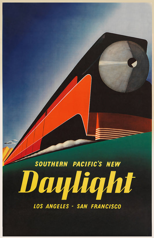 Vintage Art Deco Train Poster, Daylight Train Print Los Angeles San Francisco Wall-Art 11x17