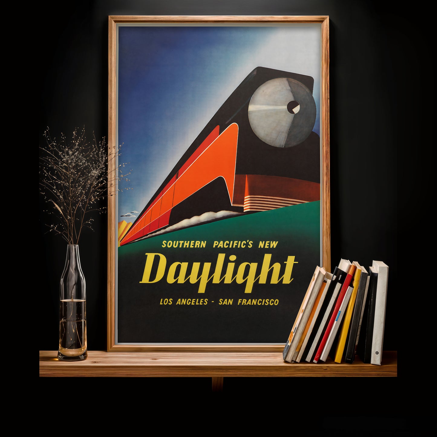 Vintage Art Deco Train Poster, Daylight Train Print Los Angeles San Francisco Wall-Art 11x17