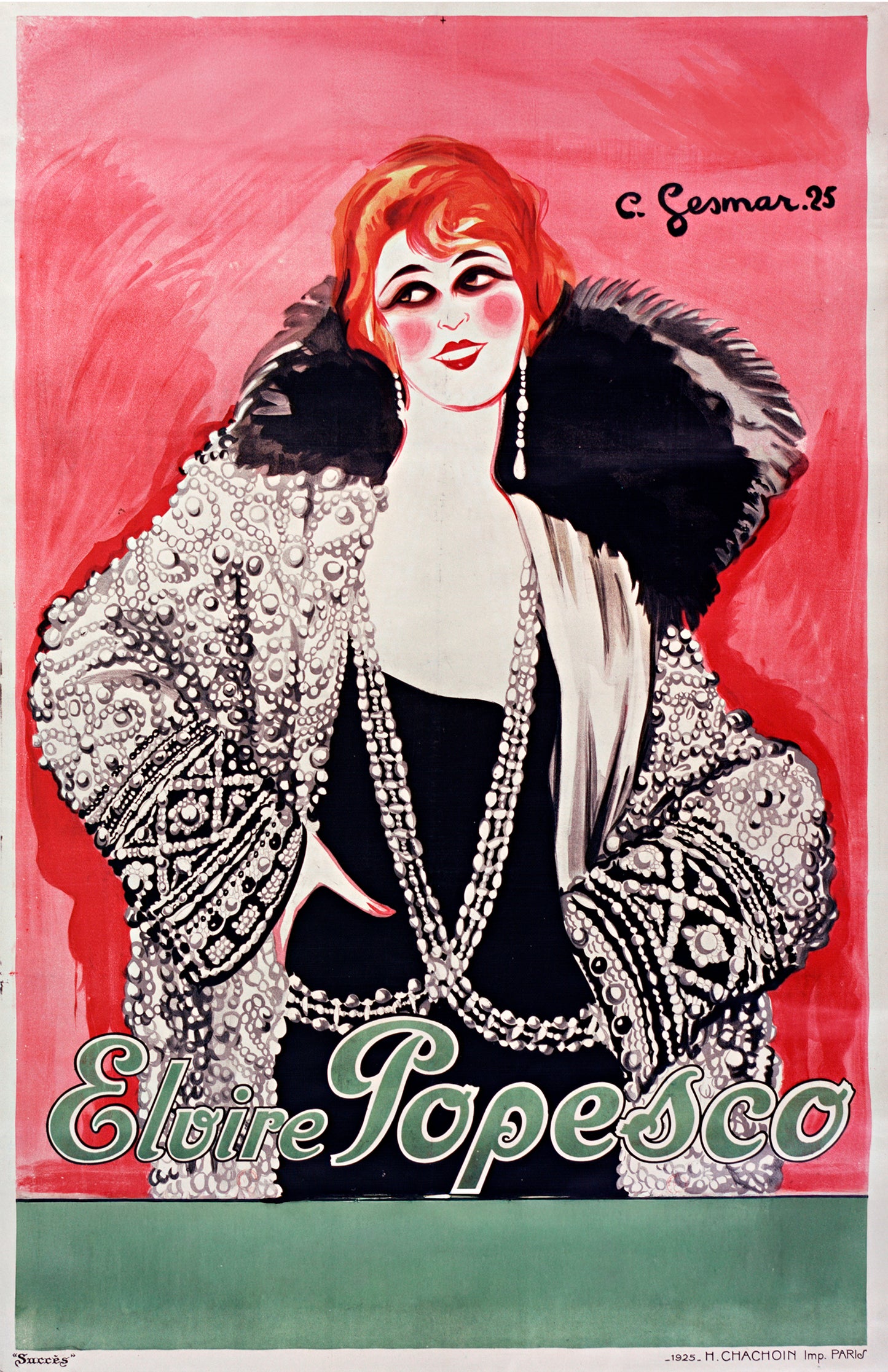 Elvire Popesco 1925 Vintage French Theatre Poster – Art Deco Illustration Print