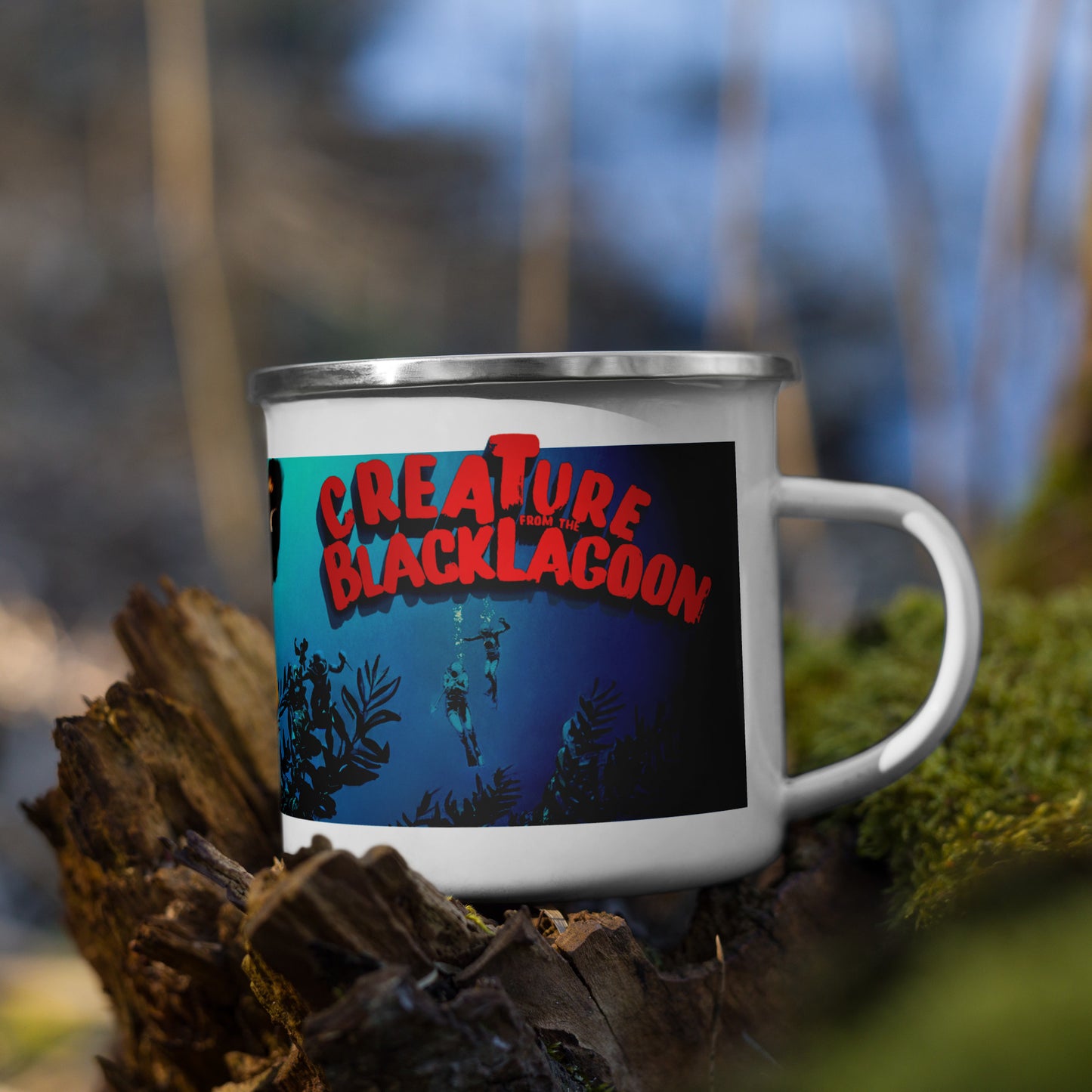 Creature from the Black Lagoon Enamel Mug• Vintage 1950s Horror Wall Art • Classic Monster Film Art