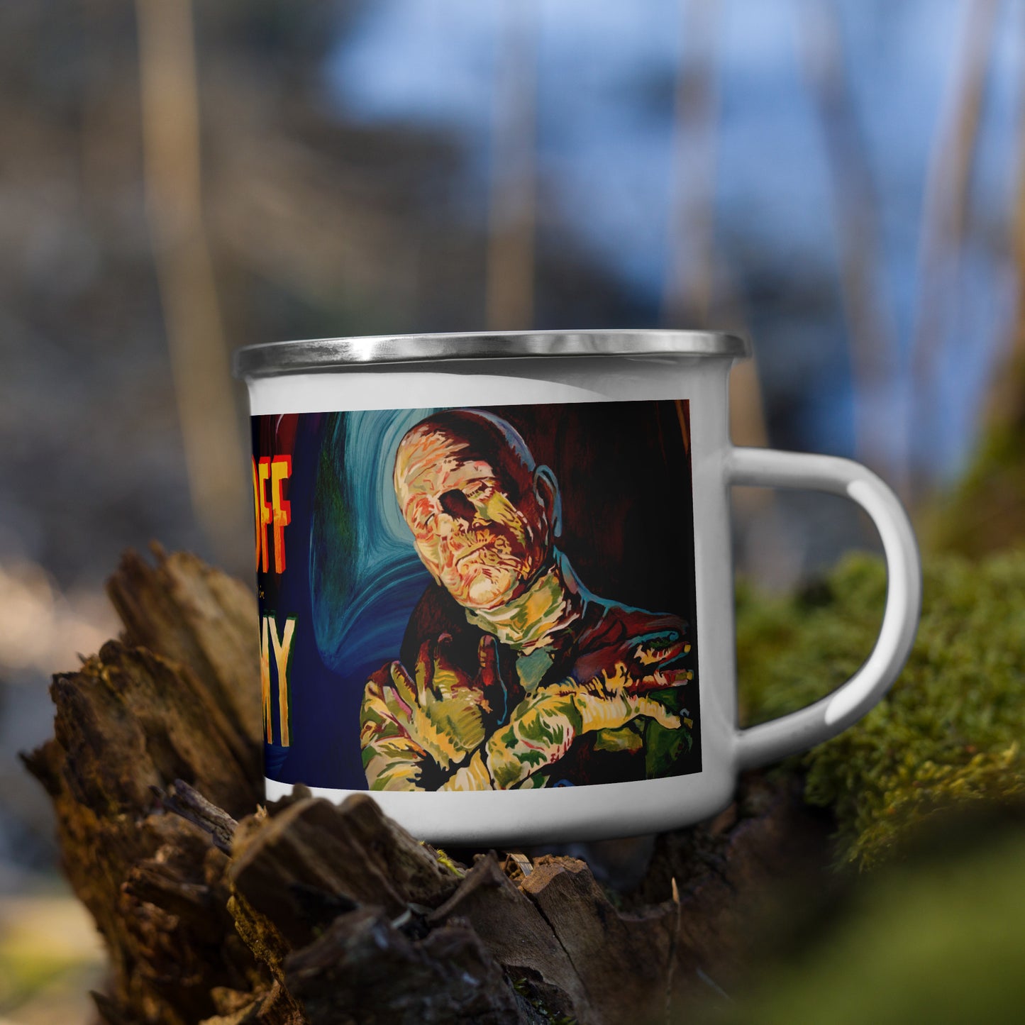 Vintage The Mummy Enamel Coffee Mug • Classic Horror Film Monster Camp Cup • Unisex Gift